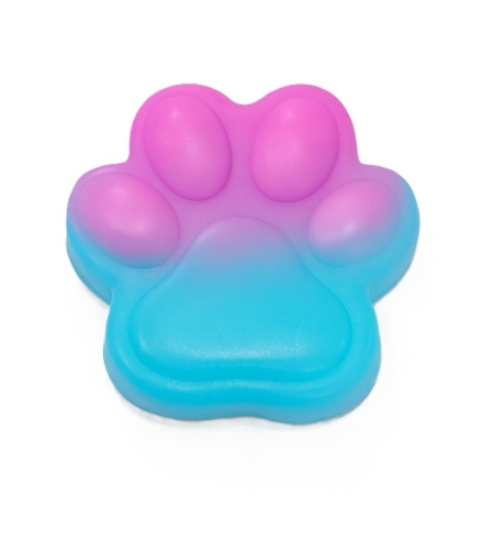 Jucarie Antistres Squishy, Flippy, cu Revenire Lenta, Labuta de Pisica Pufoasa, 7.5 cm, Ambalaj Transparent, Model 270512, Albastru/Roz