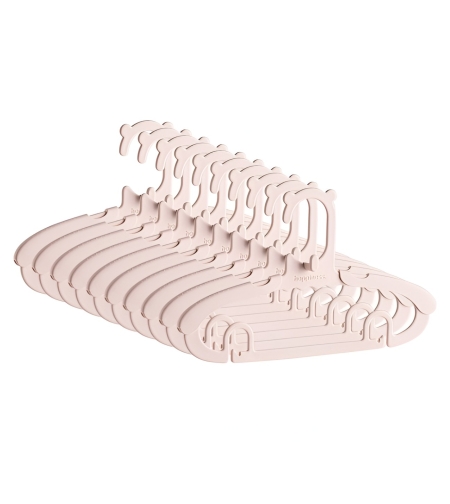 Set 10 Umerase pentru Copii, Flippy, Potrivite pentru Uscarea si Depozitarea Hainelor de Bebelusi, 28x16.7 cm, Roz