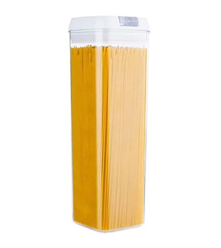 Cutie de Depozitare Alimente, Flippy, Cutie de Depozitare tip Container pentru Bucatarie, cu Capac, Inchidere Ermetica, Cutie pentru Cereale, 30.5 x 10 x 10 cm, volum 1.9 L, Alb