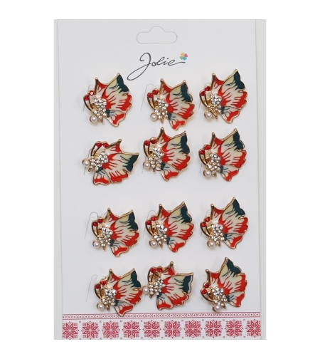 Set 12 Brose Martisor Fluture Rosu