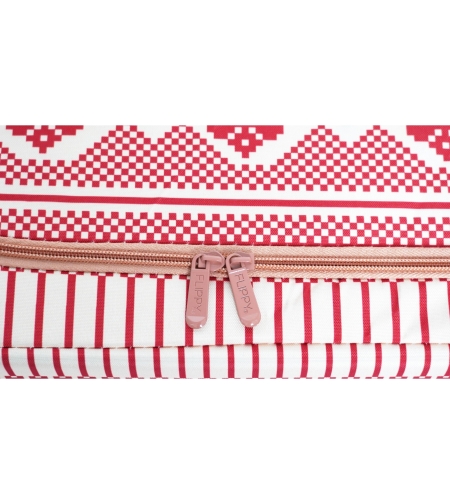 Cutie de Depozitare Pliabila, Flippy,100 L din Bumbac si In, 60X42X40 cm, Fereastra Frontala, 2 Usi de Acces cu Fermoar Bidirectional, Cadru Metalic, Suport Baza Stabil din Plastic, Motiv Traditional Model 1