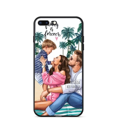 Husa protectie,Flippy, compatibila cu Apple iPhone 12 Pro Glass print Family is Forever Multicolor