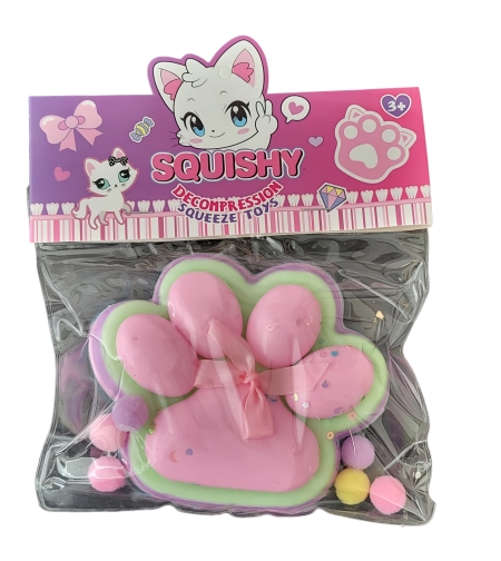Jucarie Antistres Squishy, Flippy, cu Revenire Lenta, Model Labuta de Pisica, 200g, 12.5 x 10.5 cm Squeeze Pinch Family, Ambalaj Transparent, Model 11