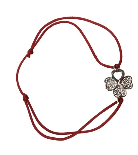 Bratara cu Nod Dublu Argint 925, Trifoi cu Zirconii