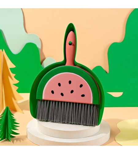 Set Mini Matura si Faras, Flippy, LITTLE CLEANER, Uz Casnic, pentru Birou, Bucatarie, Casa, Model Pepene Verde, 23 x 18 cm Roz-Verde