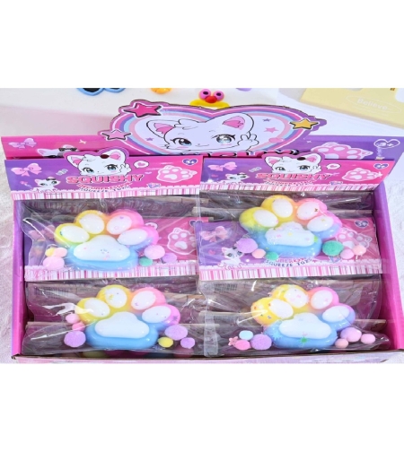 Jucarie Antistres Squishy, Flippy, cu Revenire Lenta, Labuta de Pisica Pufoasa, 7.5 cm, Ambalaj Transparent, Model 27058, Multicolor