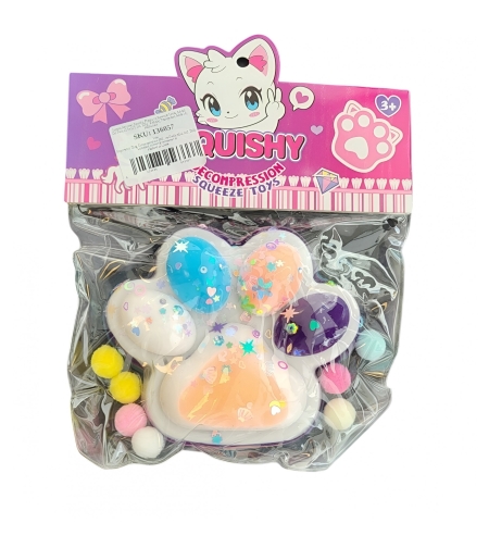 Jucarie Antistres Squishy, Flippy, cu Revenire Lenta, Squeeze Pinch Family, Model Cat Paw, 12.5x10.5 cm, 220g, Ambalaj Transparent, Model 8, Multicolor
