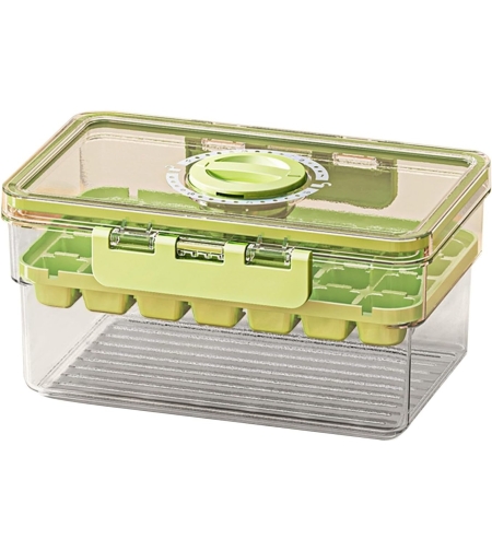 Forma de Gheata, Flippy, un Strat, Inchidere Etans, din PP+PET, 19 x 12 x 9.5 cm, Verde