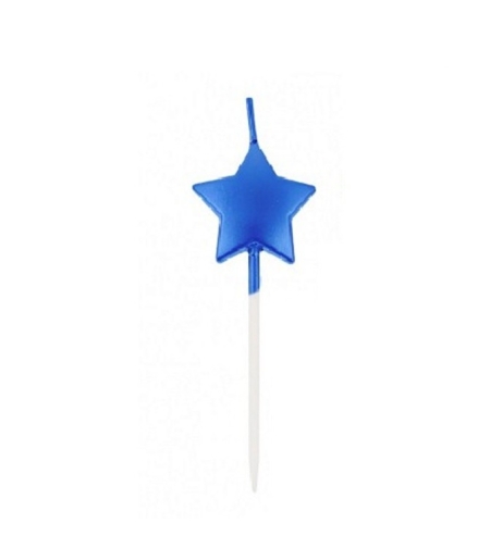 Lumanare de Tort, Flippy, Model Steluta, Party, 8.5 x 3.2 cm, Albastru