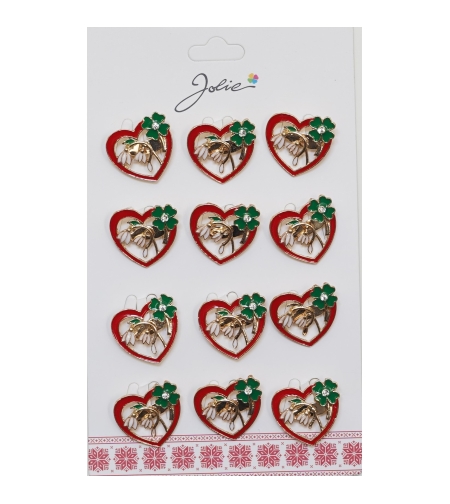Set 12 Brose Martisor Primavara Inima cu Ghiocei si Trifoi