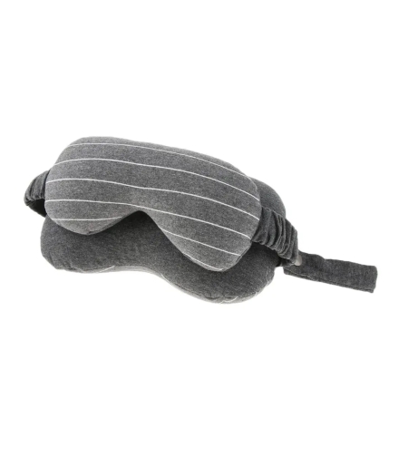 Masca de dormit, Flippy, 2 in 1, cu Tetiera, din Particule de Spuma si Bumbac, Gri Inchis