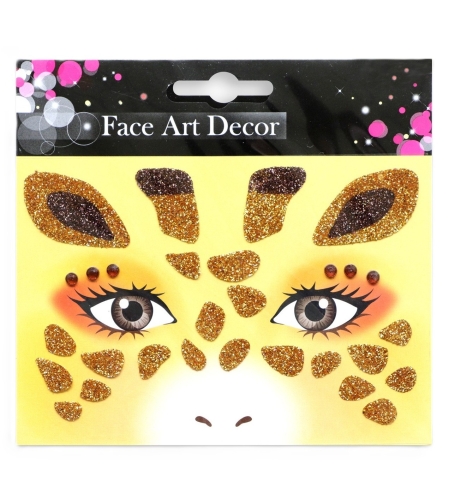 Sticker Temporar pentru Fata, Flippy, pentru Machiaj, Face Art, Halloween, Teatru, Model Girafa, Galben