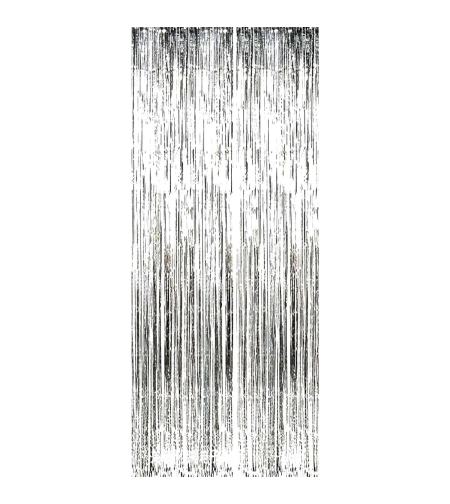 Perdea Franjurata, Flippy, Model Decor Petrecere, pentru Fundal de Poze, Amenajare Colorata a Petrecerii, Dimensiune 100x200 cm, Argintiu