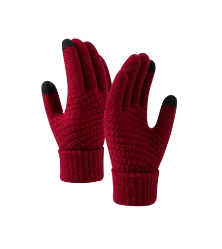 Manusi de Dama, Flippy, Functie Touchscreen (ecran tactil), Material Acril Tricotat, Manseta Elastica, Interior Catifelat, Marime Universala, Rosu