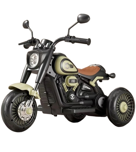 Tricicleta Electrica pentru Copii, Flippy, Tricicleta DUAL-DRIVE 380*2 Baterie 6V 4.5, Bluetooth, Sistem Anti-Rasturnare, Sistem de Lumini si Sunet, 5+ Ani, 80 x 60 x 42 cm, Verde Negru