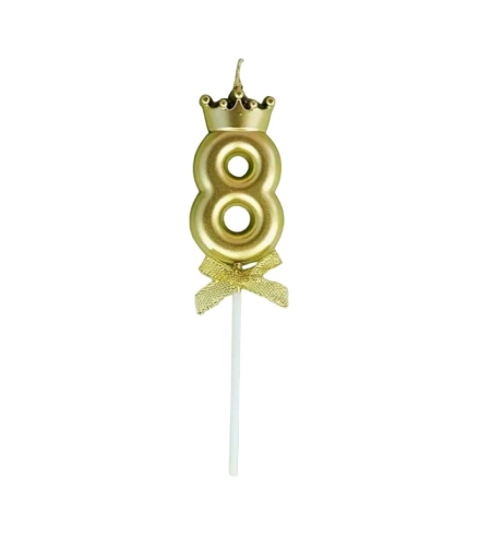 Lumanare pentru Tort Cifra 8, Model Coroana, Gold, Flippy, Party
