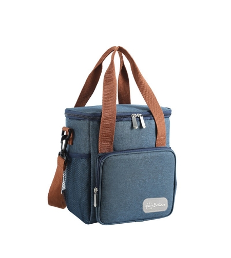 Geanta Termo-Izolanta, Flippy, Multifunctionala, 1 Compartiment Principal, 1 Buzunar Lateral Exterior, Impermeabila, Manere si Bretea de Umar, 25x22x15 cm, Albastru