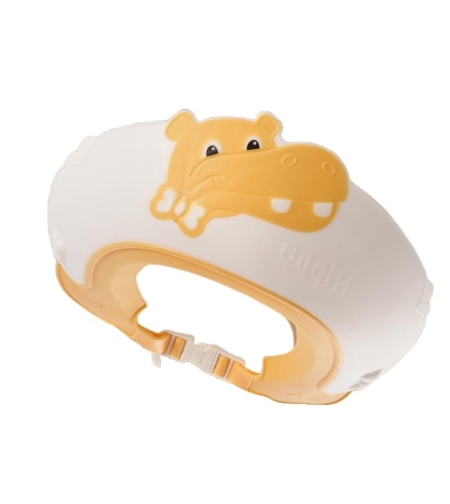 Viziera de Protectie Baie Pentru Copii, Fippy, Model Hipopotam, Dimensiune ajustabila, Durabil, Usor de curatat, Impotriva Samponului, pentru Ochi si Urechi, TPE+PP, 22x21 cm, Galben
