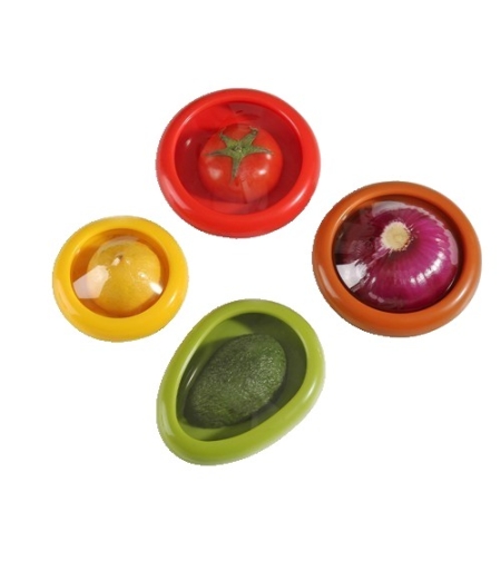 Set 4 Recipiente pentru Pastrarea Proaspata a Legumelor, Flippy, Cutii Portabile Sigilate Anti-oxidare, 4 Forme Diferite pentru Legume sau Fructe, Culori diferite