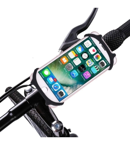 Suport Telefon pentru Bicicleta, Motocicleta, Trotineta,  din Silicon 4-7 inch, Negru