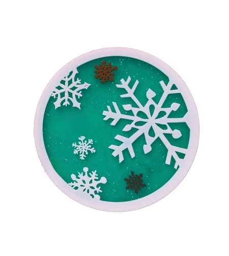 Suport pentru Pahar, Flippy, Model Fulg de Nea, din PVC, 10 cm, Rezistent la Caldura, Verde