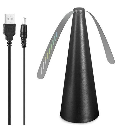 Ventilator Exterior, Flippy, Repelent pentru Muste/Tantari, Cablu USB, Slot Baterii, 9 x 9 x 20 cm, Negru
