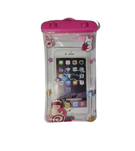 Husa subacvatica Glitter Kids Waterproof Flippy, Snowproof, Universala, cu Snur, pentru telefon sau documente, Sweet Girl, Roz