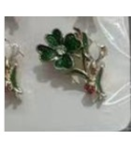 Set 12 Brose Martisor Primavara Trifoi cu Piatra in Centru si Buburuza
