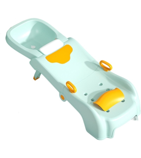 Suport Pliabil pentru Spalat Parul Flippy, Pentru Copii, cu Scurgere, cu Picioare Antialunecare, Material Polipropilena, Suport Cap Reglabil, cu Manere, 110 x 35 x 21 cm, Verde