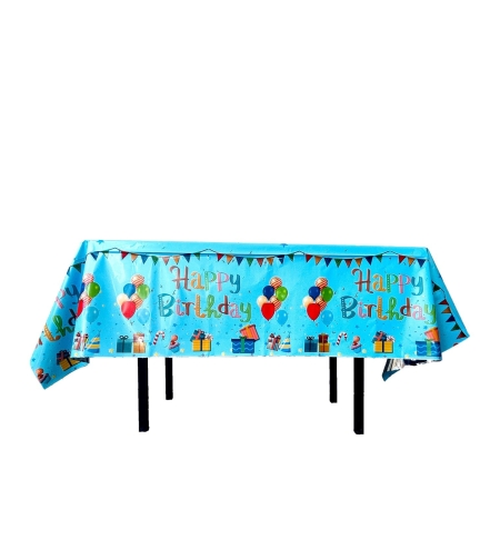 Fata de Masa, Flippy, din Folie, Imprimeu Happy Birthday cu Baloane, 137 x 274 cm, Albastru