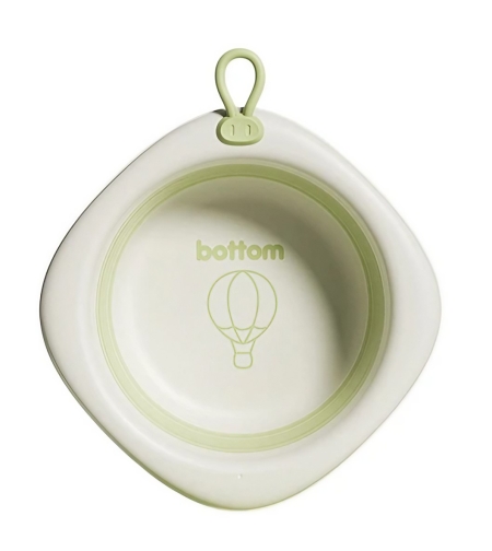 Cada Pliabila pentru Baie pentru Copii, Flippy, Cadita pentru Bebelusi, Model Romb cu Balon, Verde, 31.5x31.5x3.5 cm, 3L