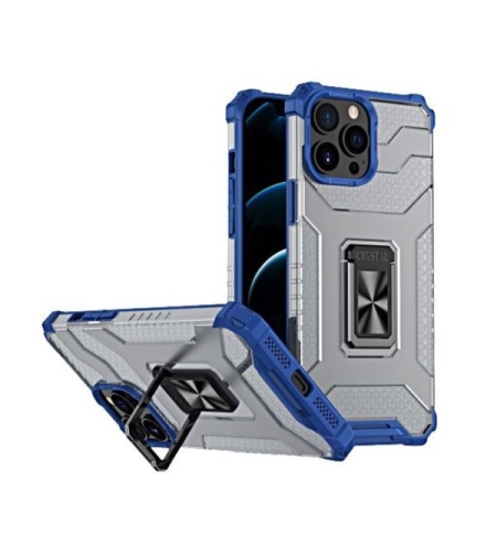 Husa de protectie Flippy compatibila cu Apple iPhone 13 Pro Acrylic Armor cu suport Albastru