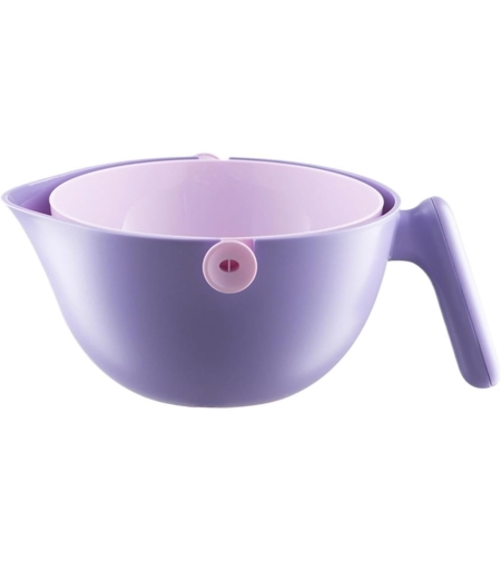 Bol cu Doua Straturi, Flippy, pentru Fructe, Legume, cu Cos de Scurgere a Apei, 2L, din ABS+PP, 29.9 x 22.5 x 11.8 cm, Mov