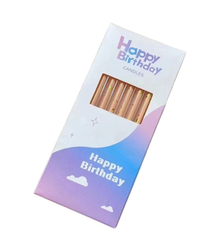 Set 6 Lumanari Lungi, Flippy, din Parafina, 10 x 0.5 cm, Happy Birthday, Oranj Pal