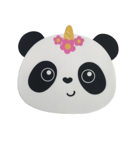 Suport pentru Pahar, Flippy, Model Urs Panda, din PVC, 18.5x16 cm, Rezistent la Caldura, Alb/Negru