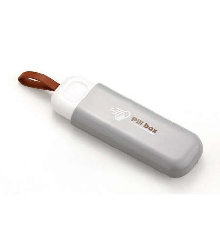 Cutie Depozitare Medicamente, Flippy, Portabila, 3 Compartimente, Tip Breloc, Plastic, Glisanta, Gri, 10.7x3.6x1.6 cm