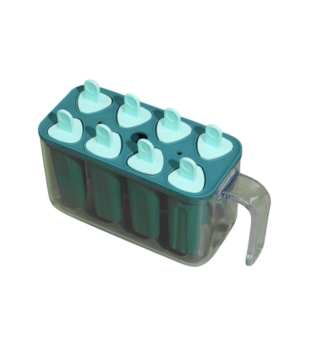 Forme de inghetata, Flippy, 8 Forme din Silicon, Forma pentru Inghetata din si Sucuri Ghetate, 13 x 10 x 6.5 cm, Albastru