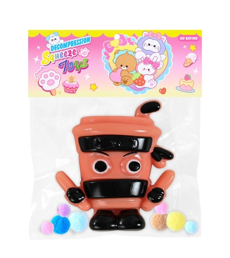 Jucarie Antistres Squishy, Flippy, Model Cappuccino Assassino, cu Revenire Lenta, din TPR, 12 x 11 x 3 cm, Multicolor