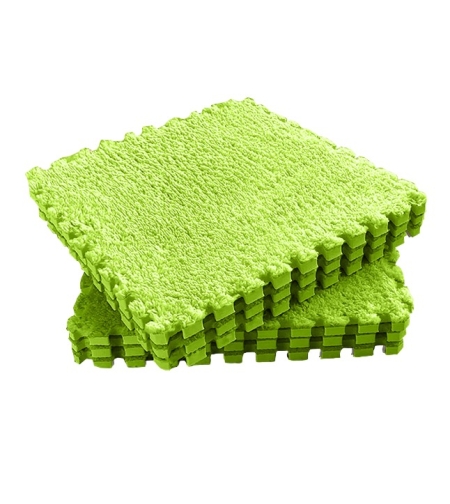 Set 10 Piese Covor tip Puzzle, Flippy, Spuma EVA, Pufos, 30 x 30 x 1 cm, Verde