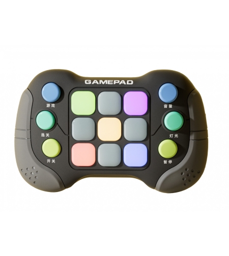 Jucarie Interactiva Flippy, Tip Consola Pop It, 6 butoane functionale, 5 Moduri de Joc, 600 Niveluri, +3 ani, Gri/Negru