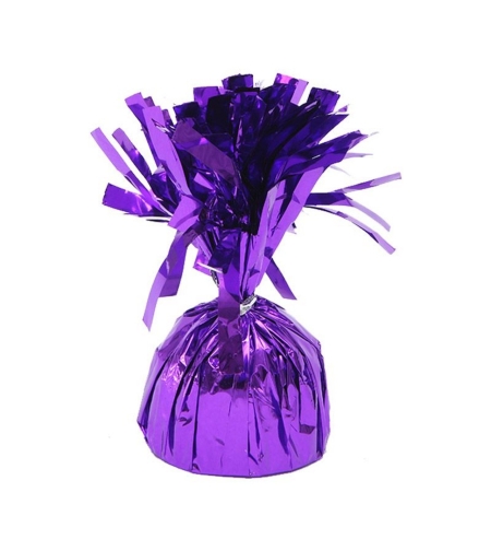 Greutate pentru Baloane cu Heliu, Flippy, din Folie cu Franjuri, 170g, 13 x 5 x 3 cm, Mov