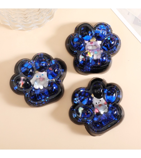 Jucarie Antistres Squishy, Flippy, cu Revenire Lenta, Model Cat Paw, Squeeze Pinch Family, 6.5 x 6 cm, din Tpr, 4-6 Ani, Model 2 Figurine, Negru cu Insertii