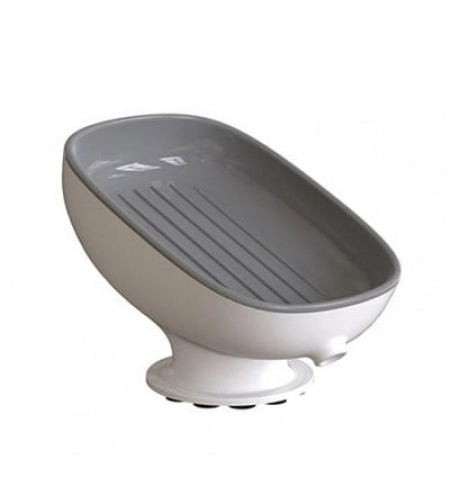 Savoniera din Plastic, Flippy, cu Ventuza, Design Modern, Gri