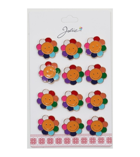 Set 12 Brose Martisor pentru Copii Floare ce Zambeste Coloarata