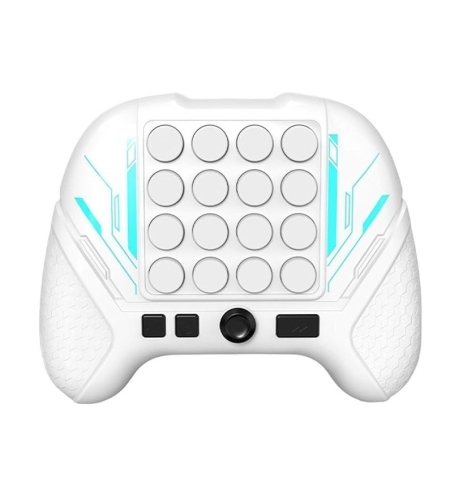 Jucarie Interactiva Pop It, Flippy, Tip Consola, Anti-Stres, 5 Moduri de Joc, din ABS si Silicon, +3 Ani, Sunete si Lumini Model Controller, Alb