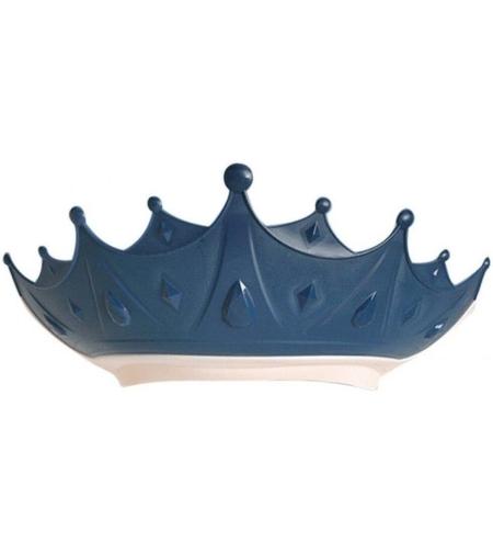 Viziera de Protectie Baie Pentru Copii, Fippy, Model Coroana, Dimensiune ajustabila, Durabil, Usor de curatat, Impotriva Samponului, pentru Ochi si Urechi, TPE+PP, 15x13 cm, Albastru Inchis