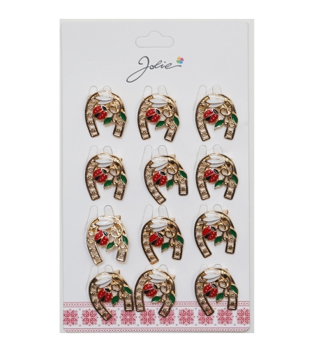 Set 12 Brose Martisor Primavara Potcoava cu Ghiocel si Buburuza