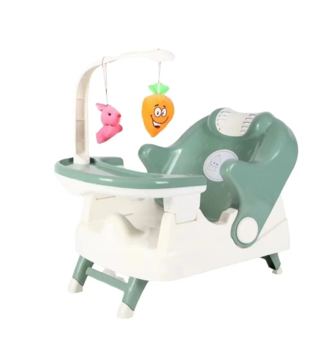 Scaun pentru Copii 2 in 1, Flippy, pentru Servit Masa si pentru Baie, Multifunctional, Pliabil, Portabil, din Plastic, Spatar Reglabil, 58 x 39 cm, Verde Deschis