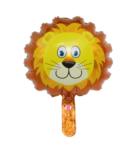 Balon din Folie Metalizata, Flippy, Mini Figurine Animalute, Model Leu, Tematica Aniversare, 34x43 cm, Ambalaj Individual, Pai Inclus, Umflare cu Aer sau Heliu, Multicolor
