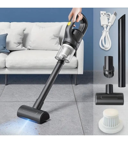 Aspirator Portabil fara Fir, Flippy, Incarcare USB, Pentru Casa si Masina, Autonomie 45 min, Negru